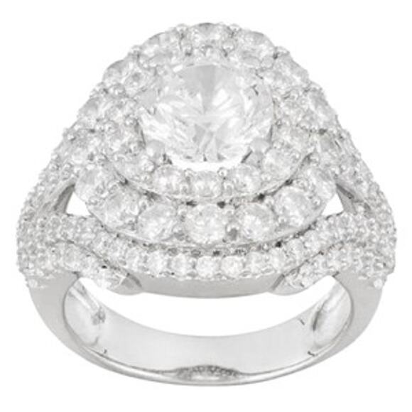 7.50ctw Platinum Plated Sterling Silver Ring Sz 8 - Picture 1 of 10